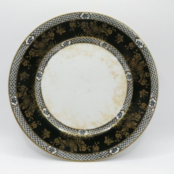 Noritake Salad Plate Set of 3 Black Handpainted Raised Gold Accents 9" - Picture 2 of 9